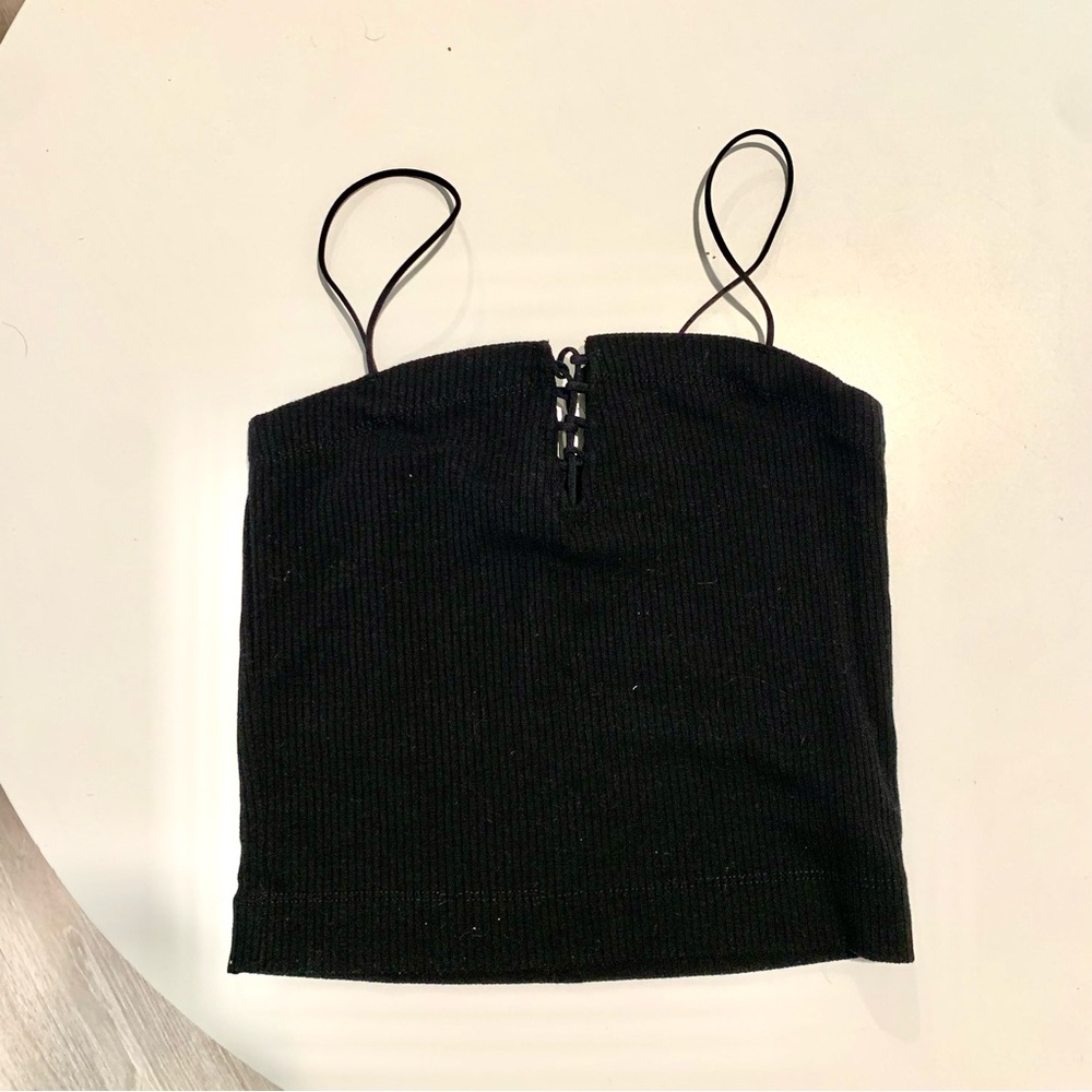 AMERICAN EAGLE Black Ribbed Tank Top